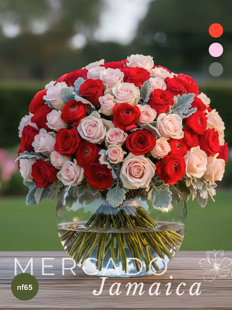 48 Rosas Rojas y Rosa con Ranunculus CDMX